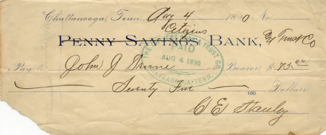 Citizens Bank & Trust X out Penny Savings Bank 8-4-1890